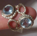 Blue TOPAZ RING Sterling Silver .925 Size 8 Double Topaz