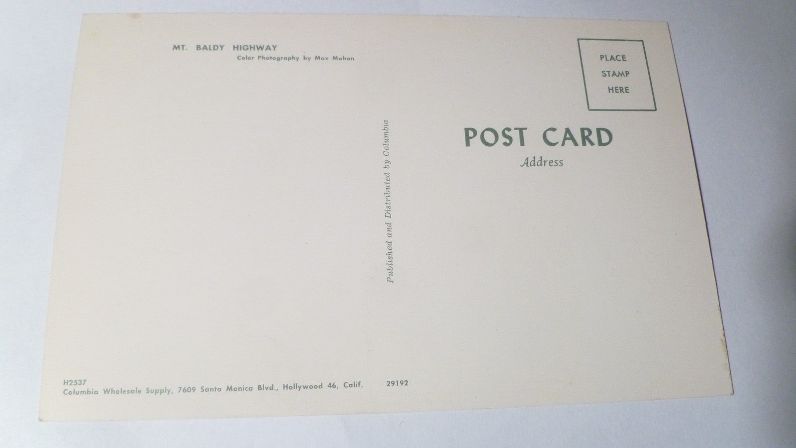 Postcard Road to Mount Baldy California USA 1961