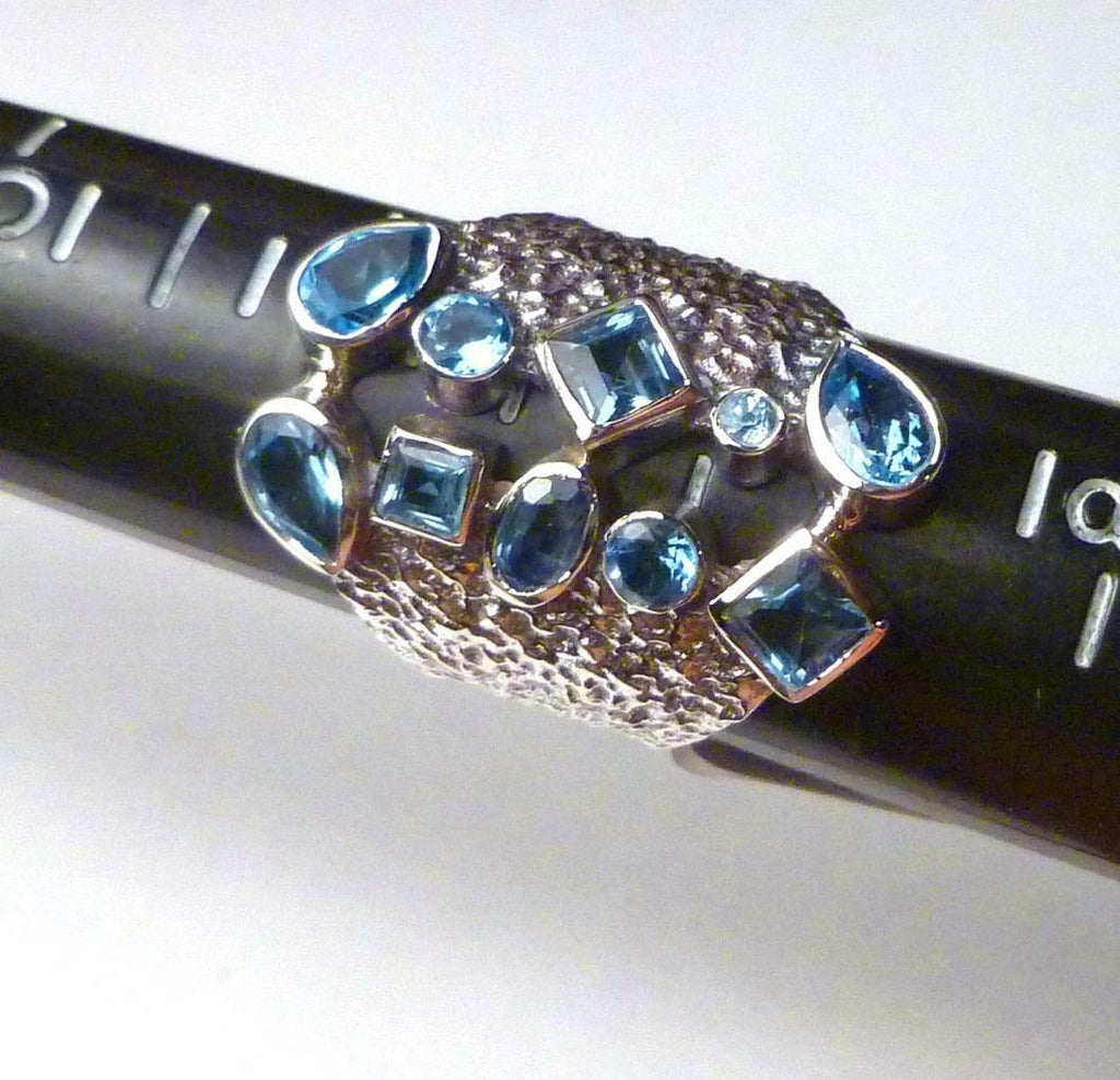 2.6 Carat Genuine SWISS BLUE TOPAZ .925 SILVER RING Sz7