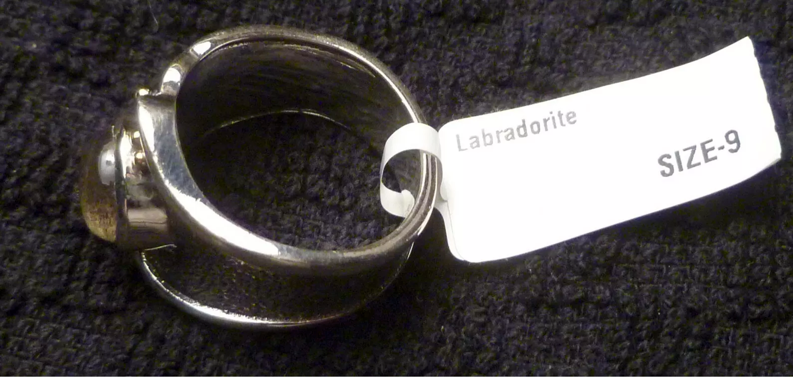 LABRADORITE RING Sterling Silver .925 & Rhodium No Tarnish! Size 9