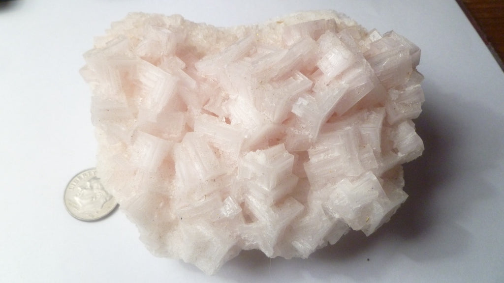 Pink Halite Crystal 4" x 3" Cluster Salt Specimen Owens Lake Trona California