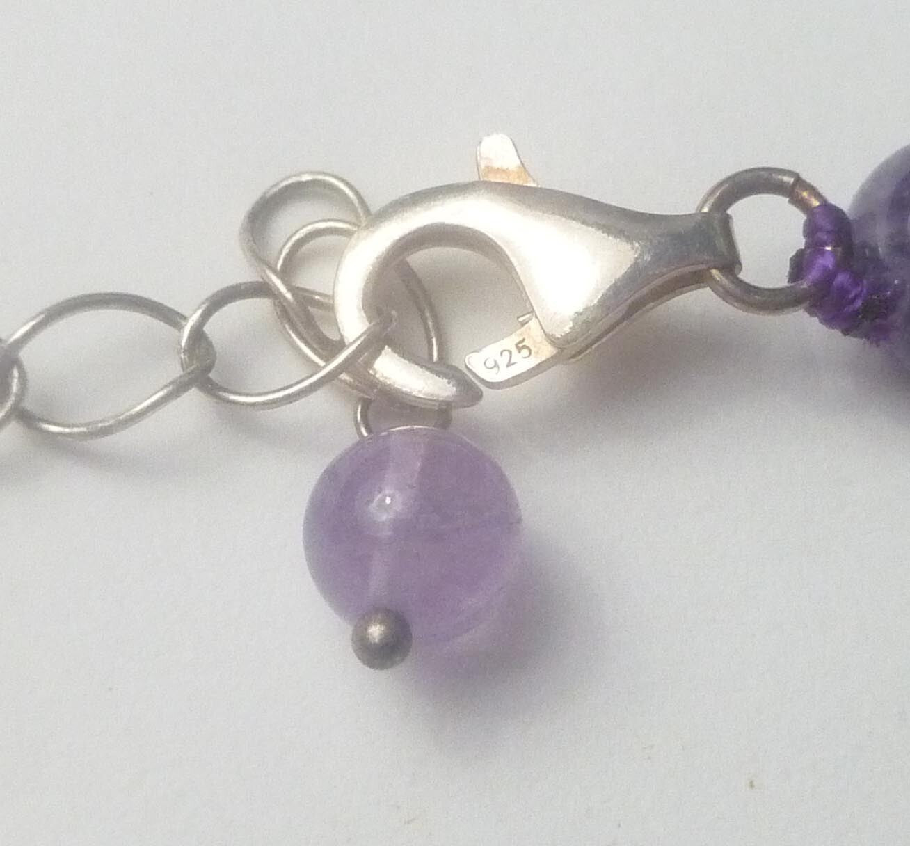 19mm Faceted Amethyst Bead Necklace Sterling 20"
