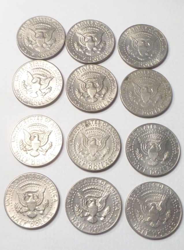 HALF DOLLAR COINS KENNEDY 1977 - 1995 LOT OF 12