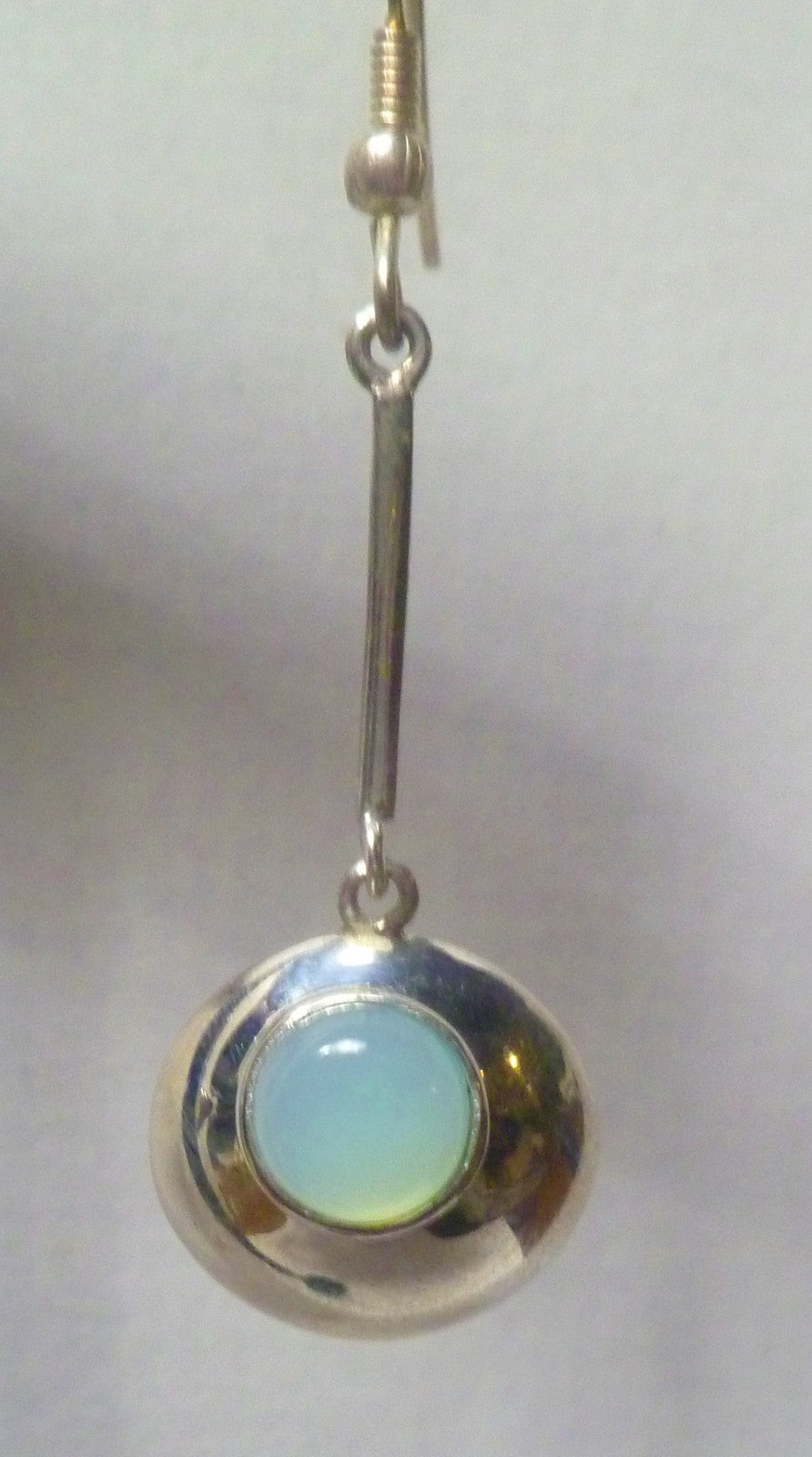 Sterling Silver Earrings Aquamarine Chalcedony Gemstone 2.25"