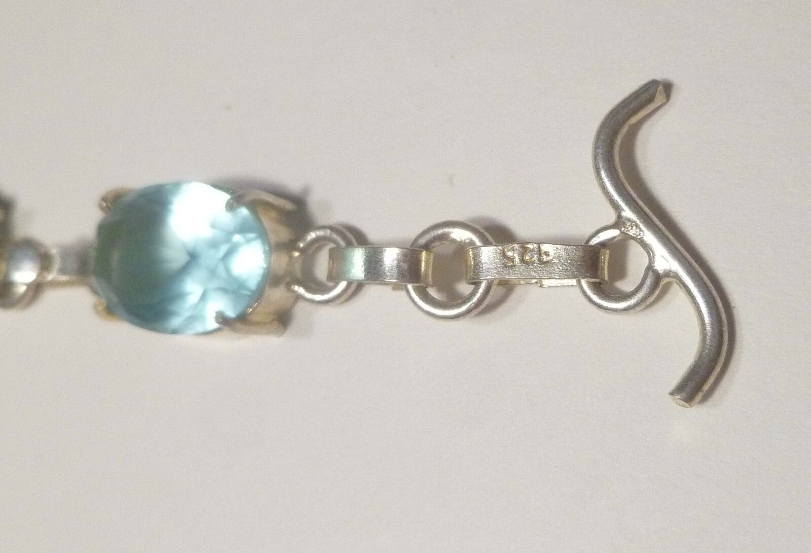 Minimalist BLUE TOPAZ bracelet Sterling Silver 925 7" inside