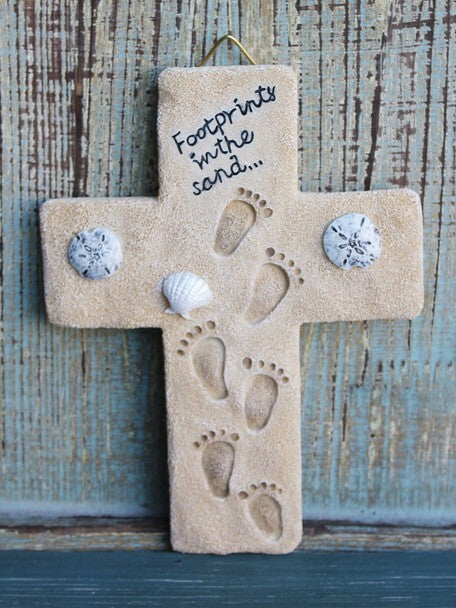 Footsteps in the Sand Cross Wall Plaque, Poem