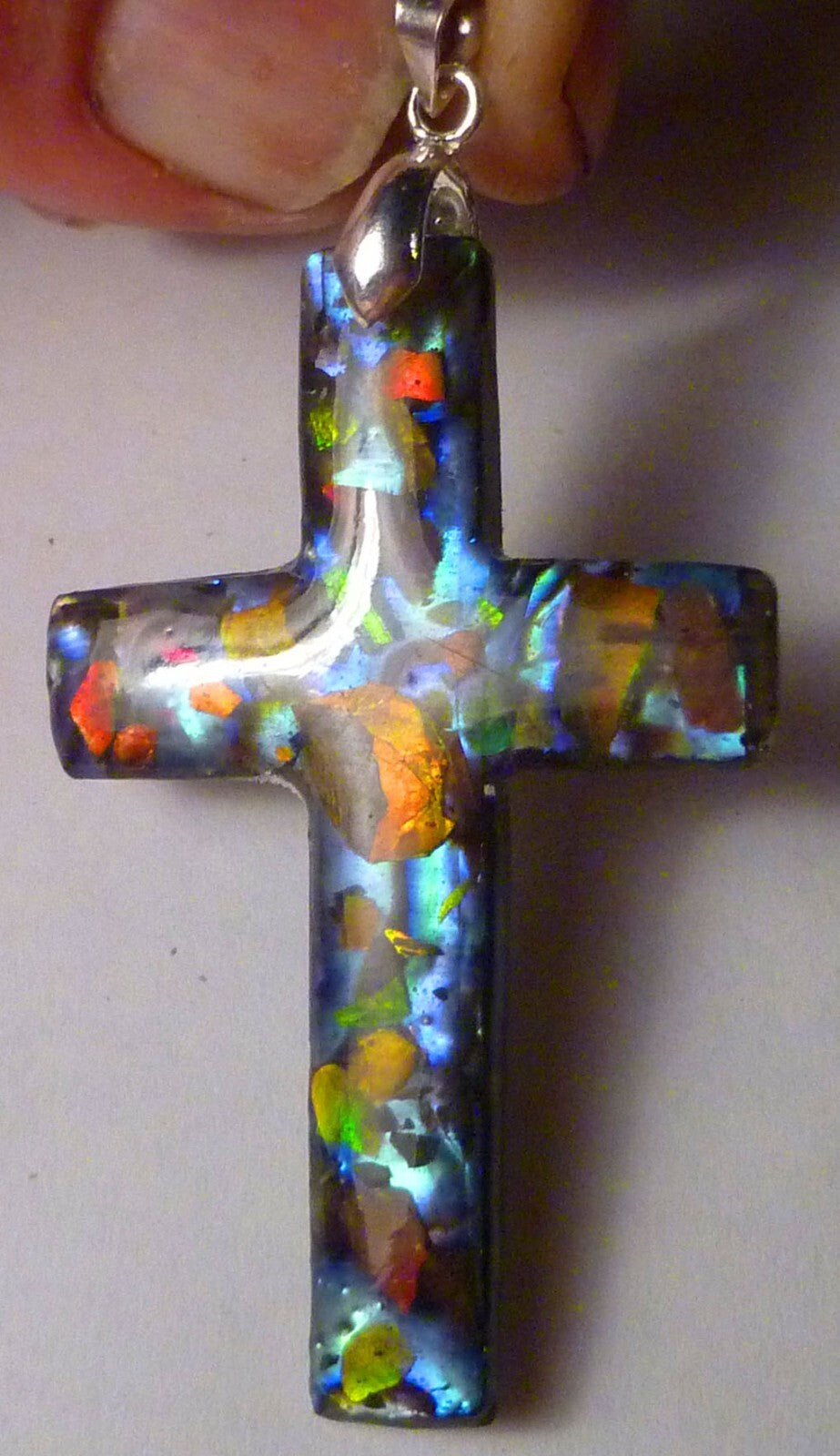 FireLyte© NEW! 925 Sterling Silver Cross Pendant