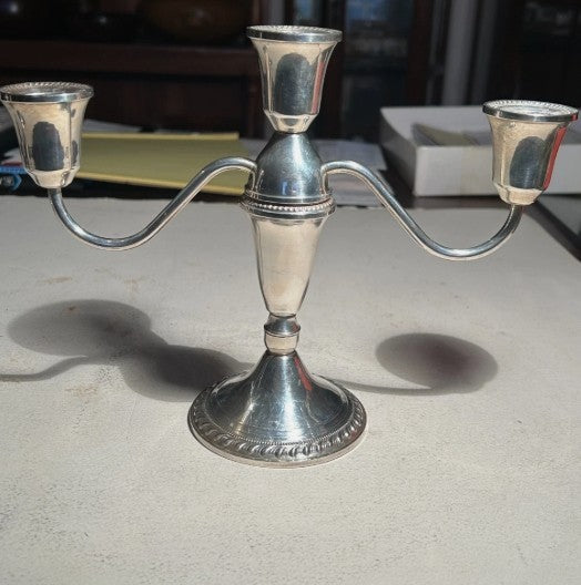 Pair of Sterling Silver Duchin Creation Convertible Three Light Candelabra 936g