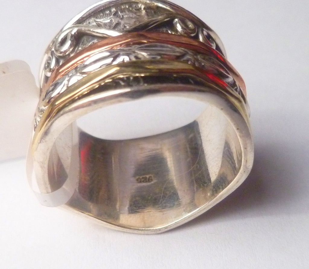 15mm wide Band Spinner Ring 925 Sterling Silver s9