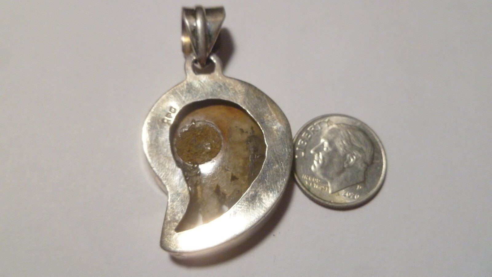 Ammonite Fossil .925 Sterling Silver Quality PENDANT 47mm