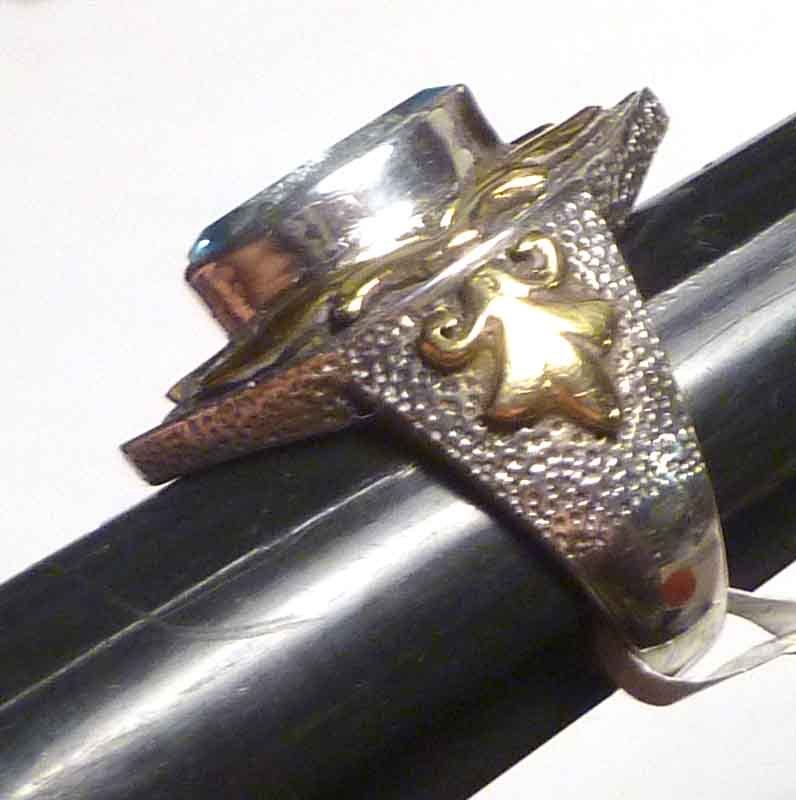 Sky Blue Topaz Ring 925 Sterling Silver10k Gold Sz 7