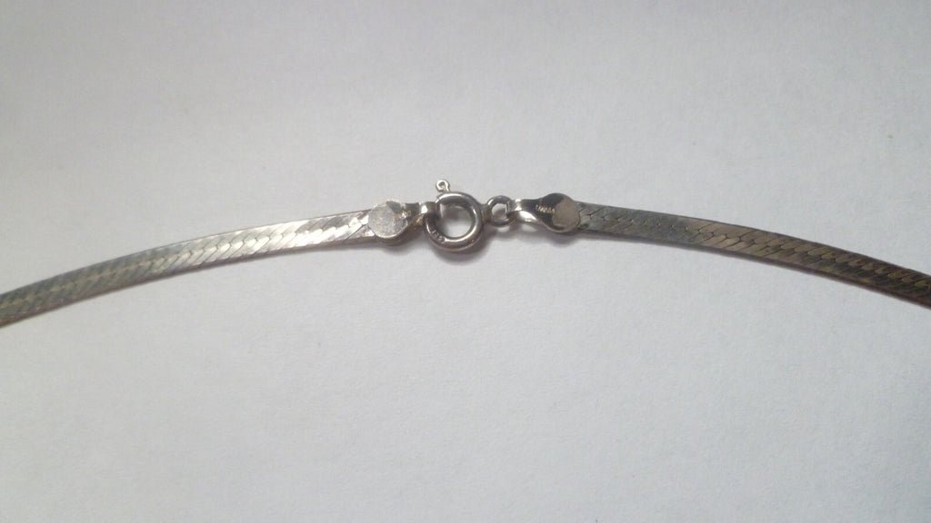 Sterling Silver Italy 3mm herringbone chain necklace size 20in