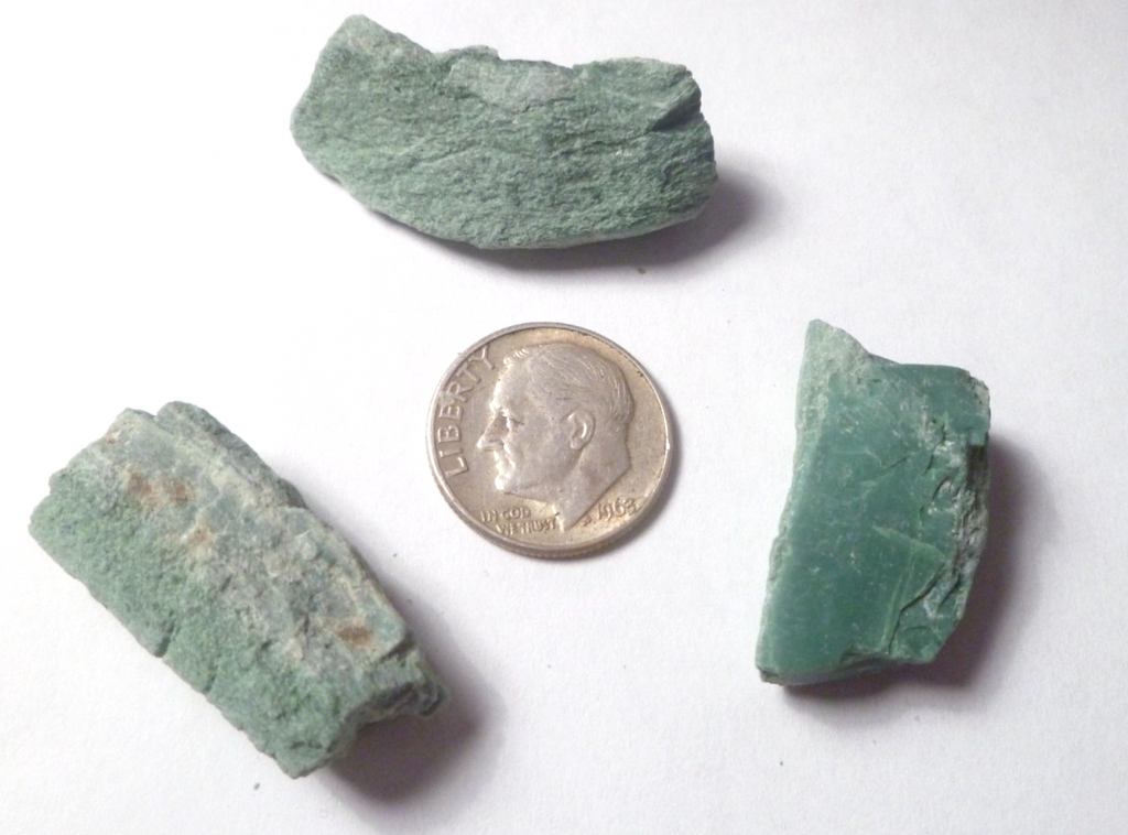 Lot of 3 CHROMIUM! Extremely RARE Mint GREEN Petrified Wood Log ARIZONA 14g