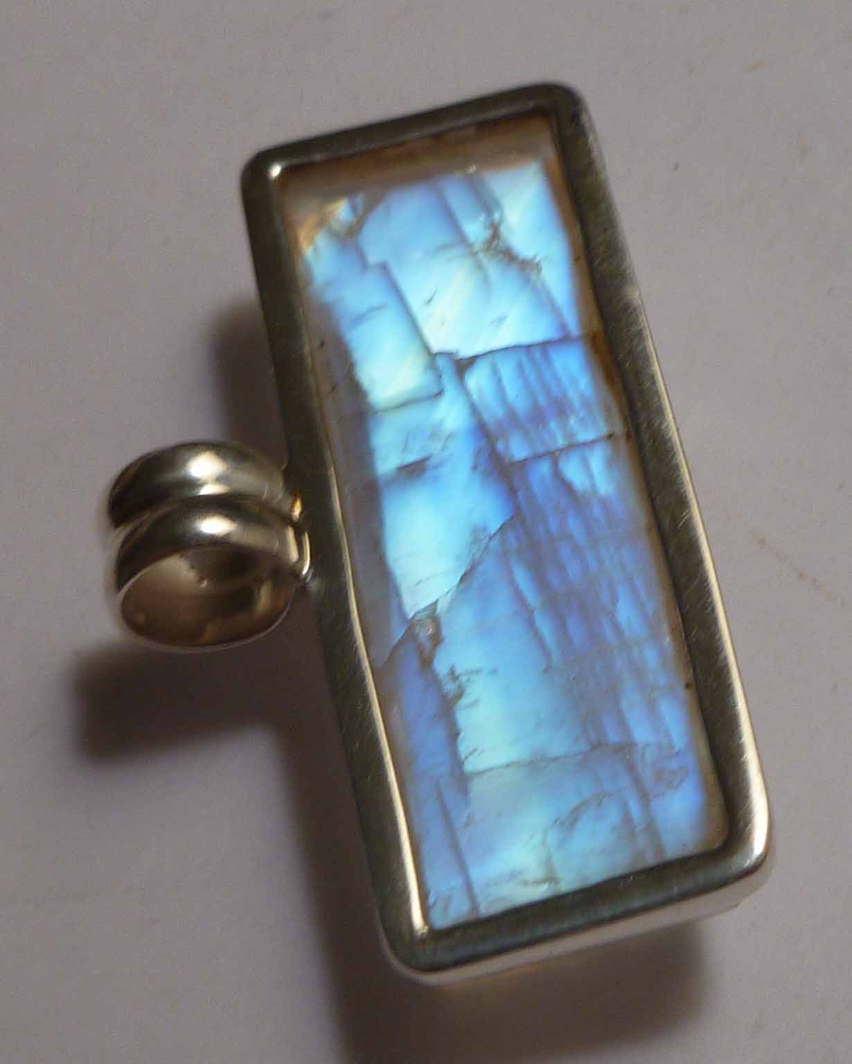 Minimalist Rainbow A+ MOONSTONE .925 Sterling Silver PENDANT 44mm