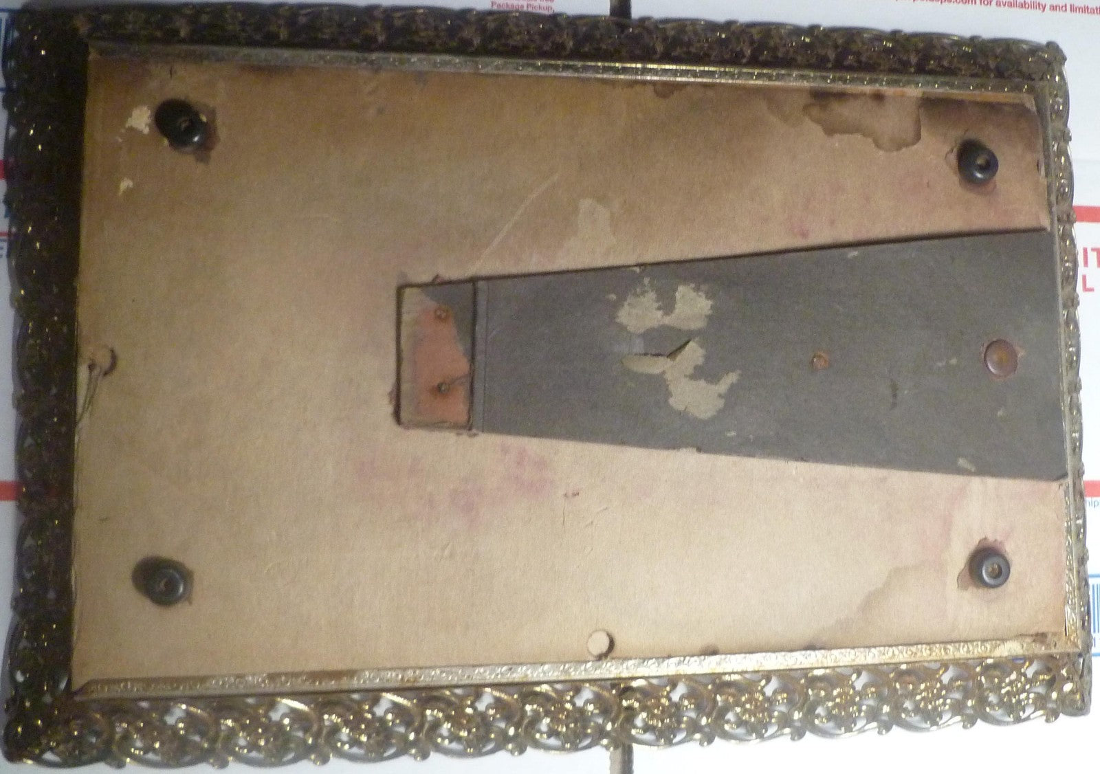 Vintage Ornate Frame Mirrored Dresser Vanity Tray 15"x10