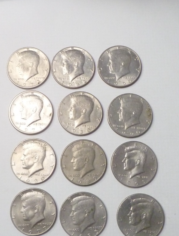 HALF DOLLAR COINS KENNEDY 1977 - 1995 LOT OF 12