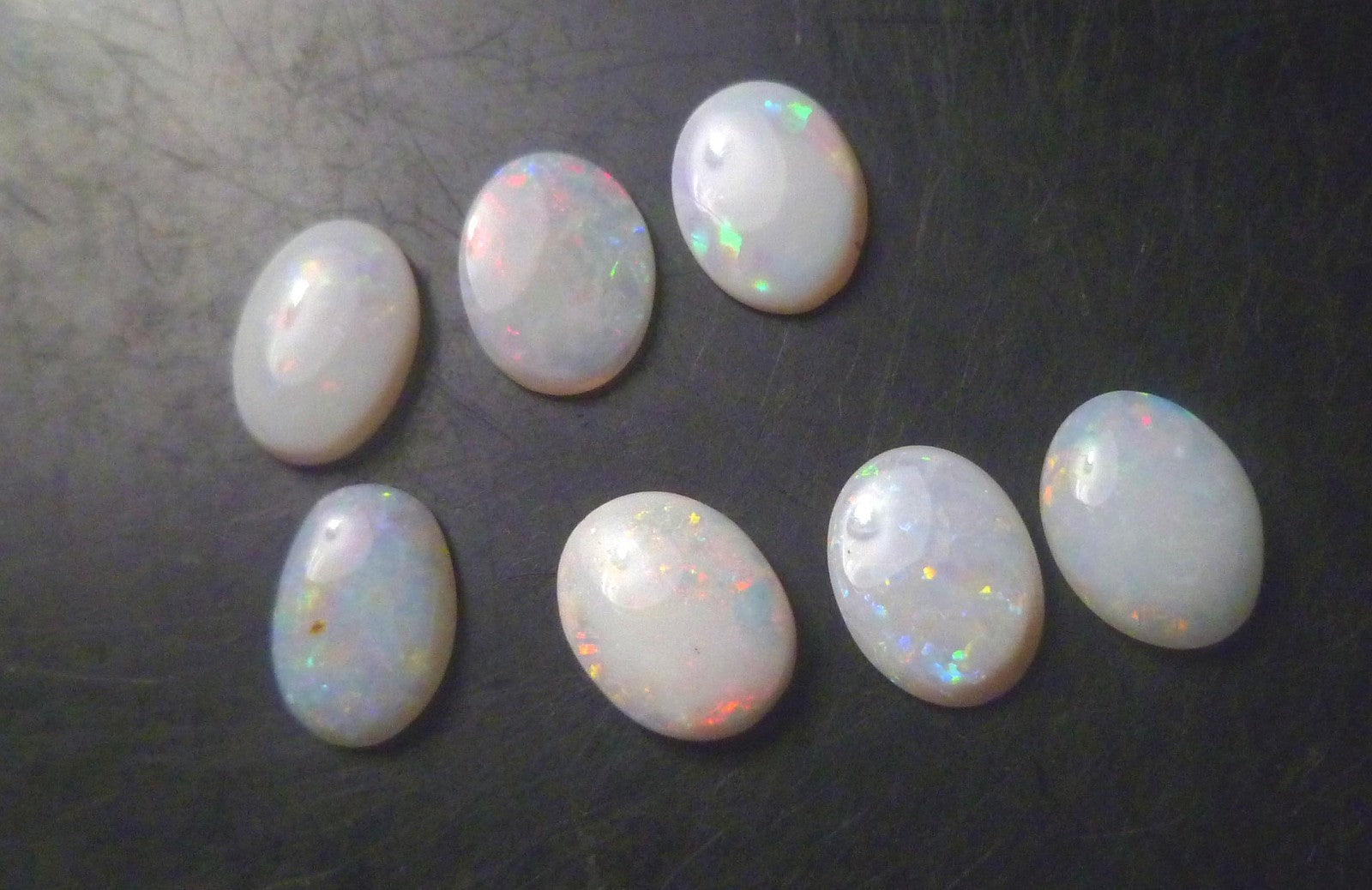6x8 Lot of 7 Polished Australian White Opal Cabochons