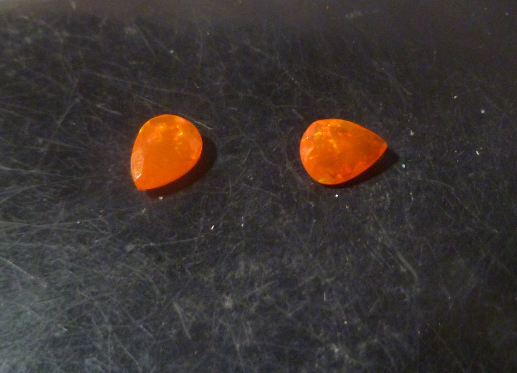PAIR 8x6mm Firey Sunset Fanta Opal Gemstones Pear Cut Ethiopian Ethiopia 1.03 ct