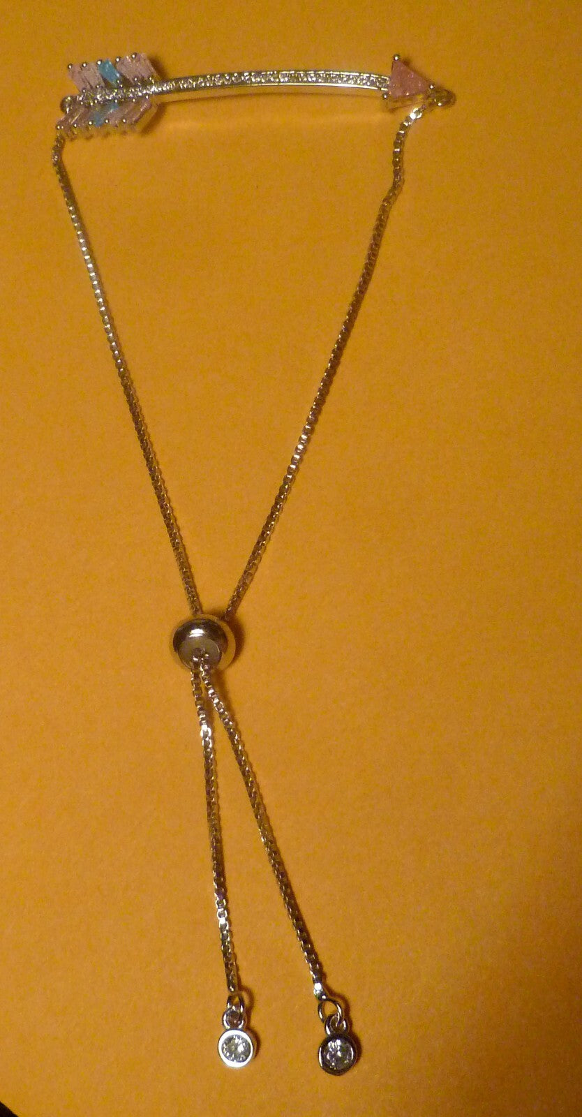 ARROW Silver EP BRACELET adjustable slide closure Topaz Ends