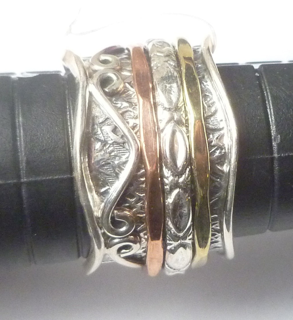 15mm wide Band Spinner Ring 925 Sterling Silver s9
