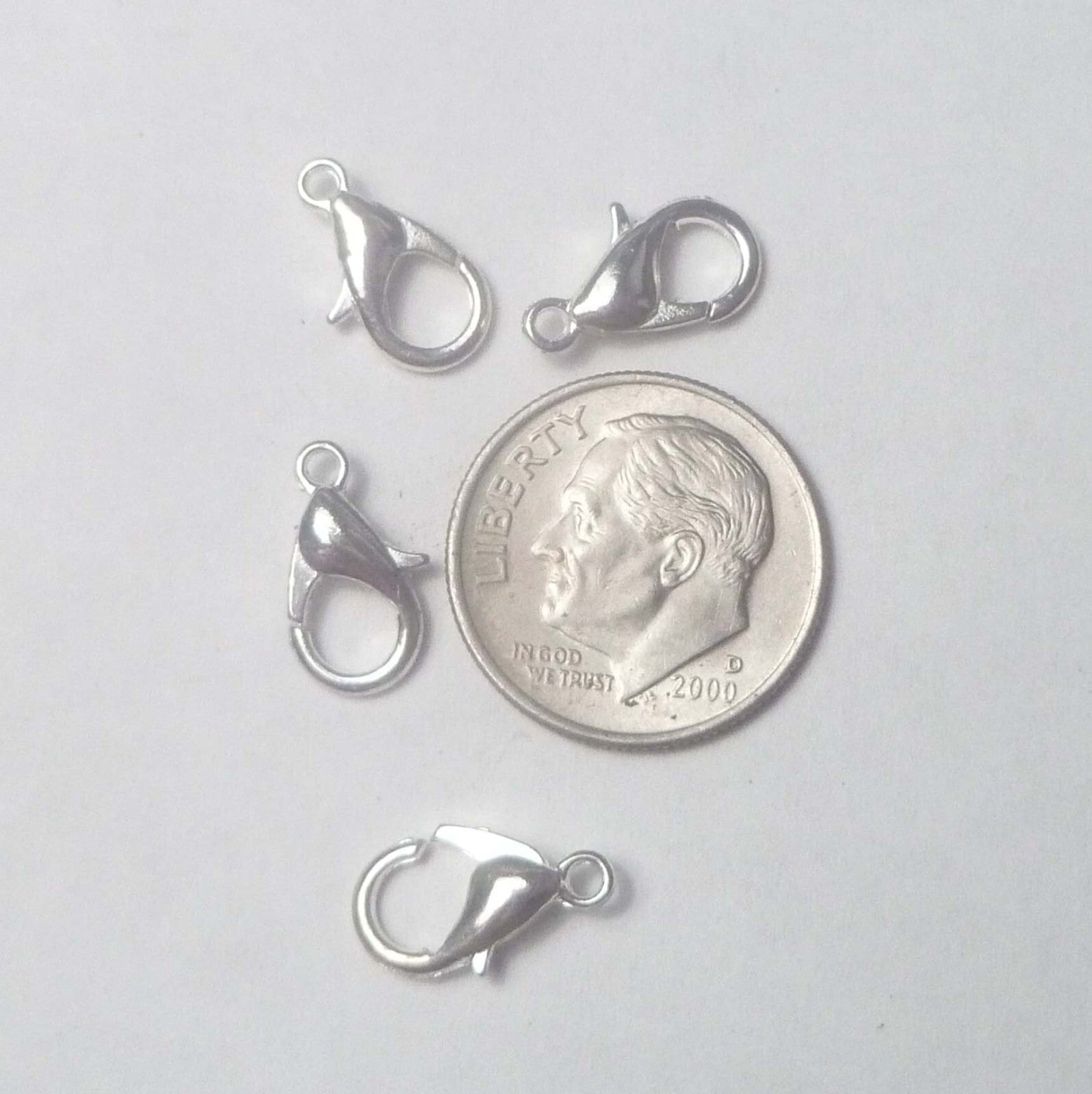 4pcs Silver Plated Lobster Clasp Necklace Bracelet Jewelry DIY Chain Ring Hook