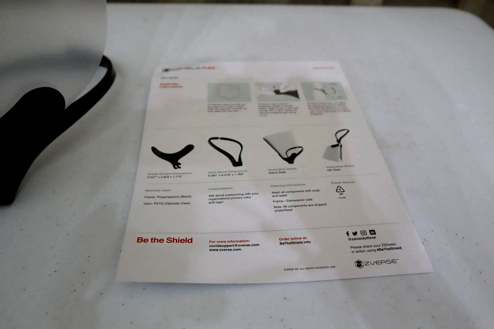 3 ZVerse ZShield Flex  Reusable Face Shield Made USA Full Face Clear Lens 3 Pack