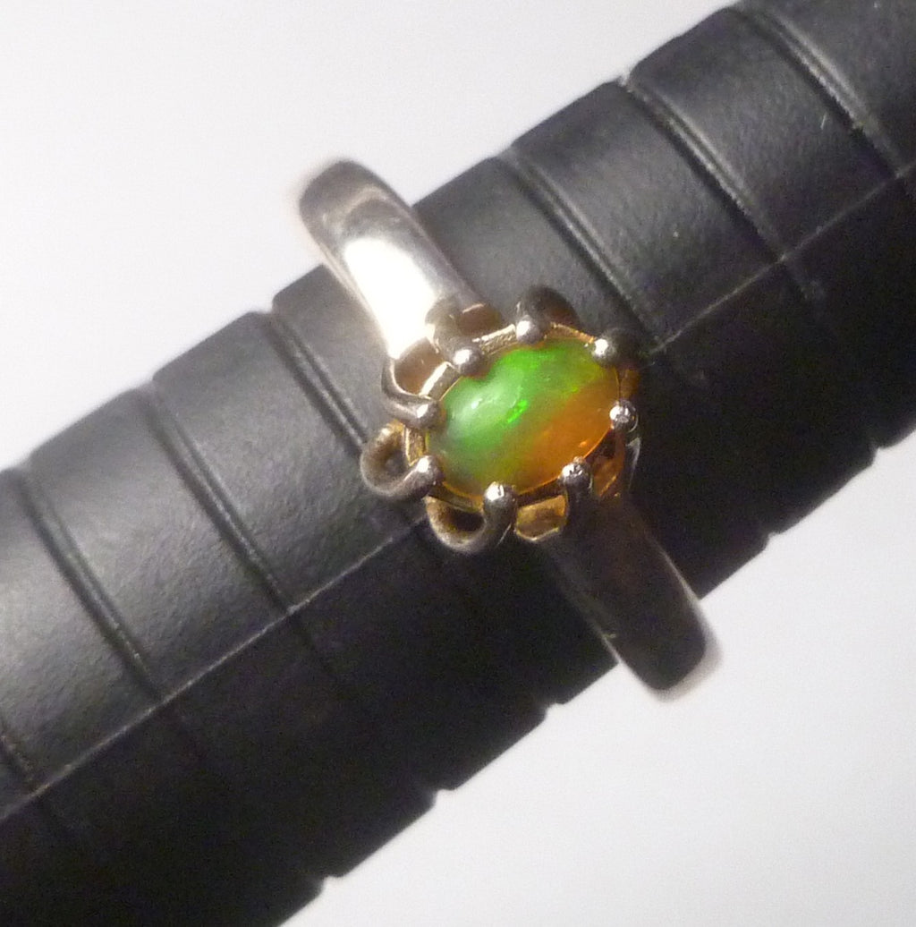 5x7mm Opal Ring natural gemstone welo fire ethiopian opal 925 silver ring s8