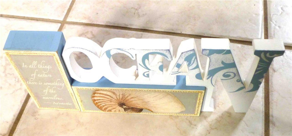 Wall Sign Wood Wall Hanging Ocean Nautilus Shell