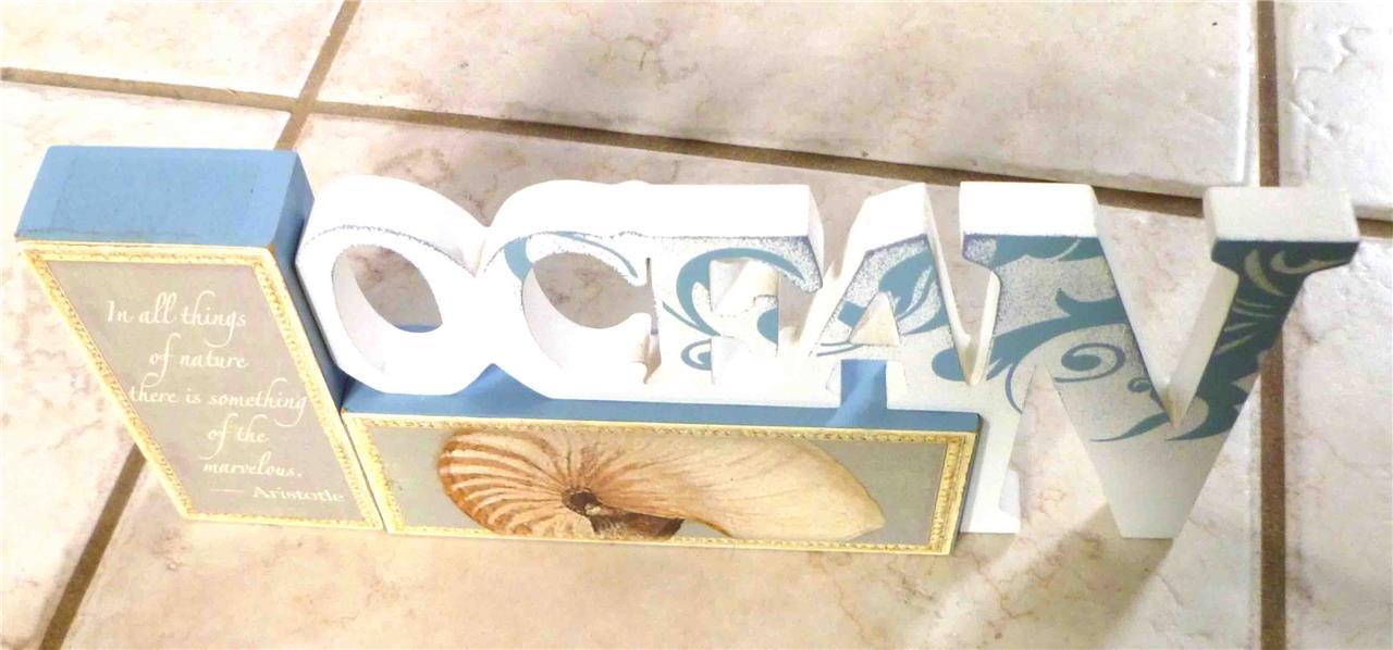 Wall Sign Wood Wall Hanging Ocean Nautilus Shell