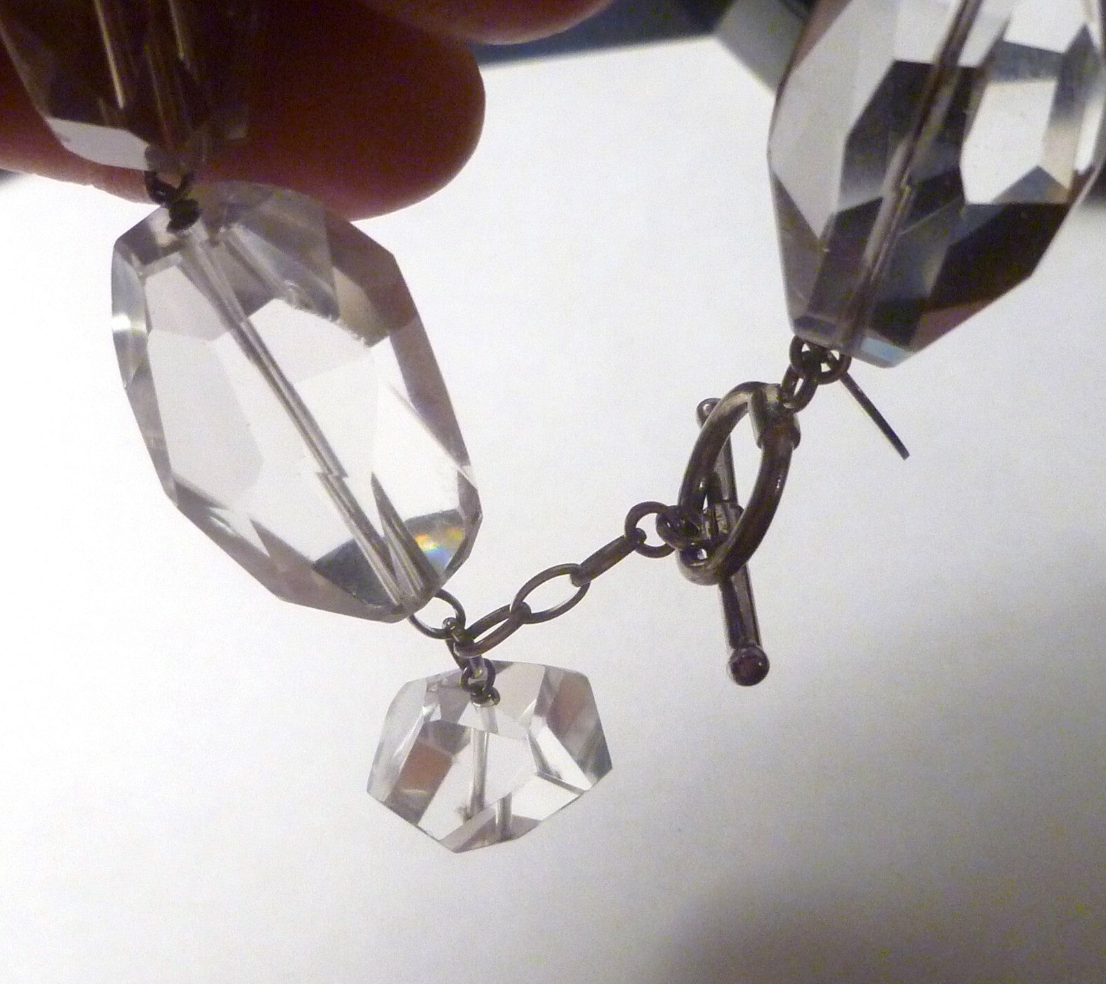 Minimalist Deb Guyot Sterling Silver Chunky Clear FACETED Quartz Bead Bracelet