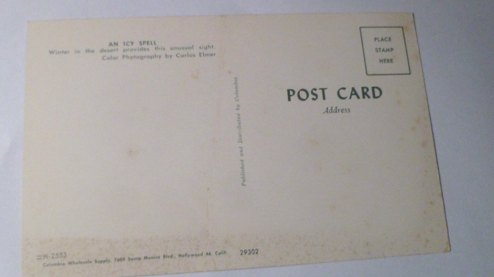 Postcard Snow High Desert California USA 1961