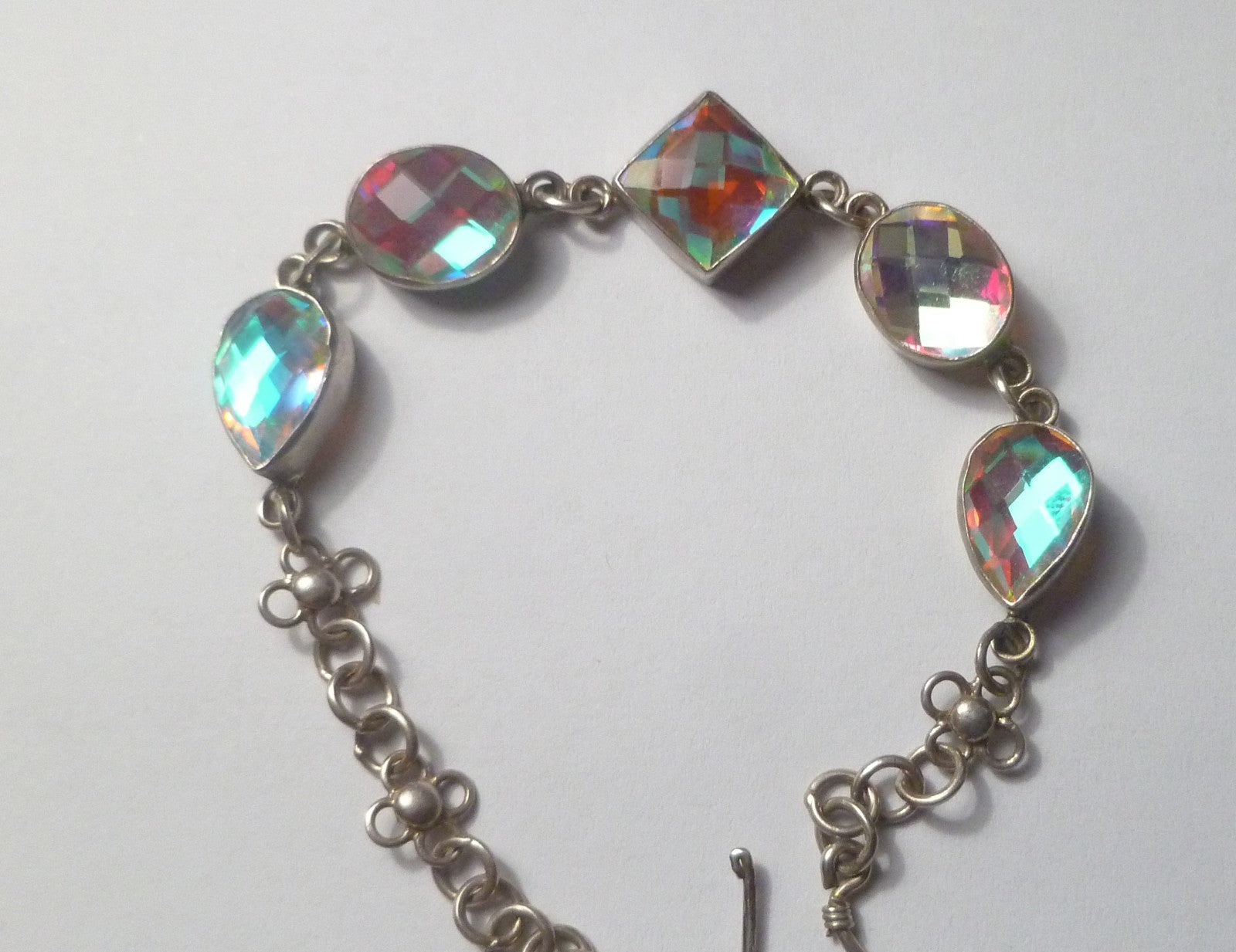Minimalist BLUE TOPAZ bracelet Sterling Silver 925 7" inside