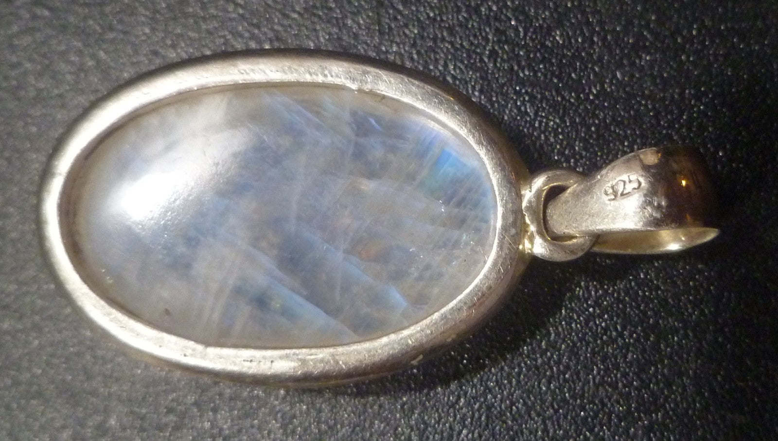Minimalist Rainbow A+ MOONSTONE .925 Sterling Silver PENDANT 46mm