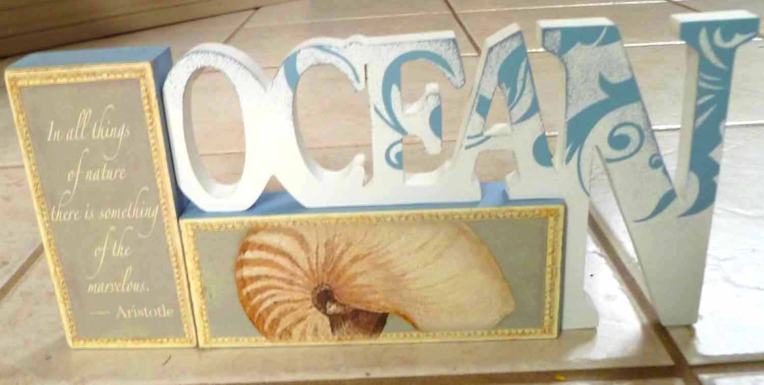 Wall Sign Wood Wall Hanging Ocean Nautilus Shell