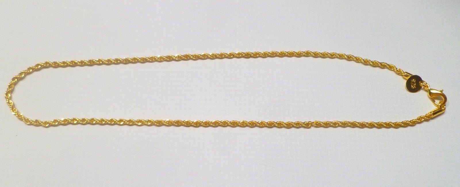 14k Gold Over 925 Sterling Silver 2mm Vermeil Rope Chain Necklace