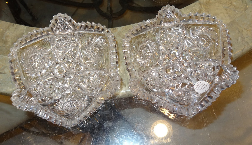 Pair of 6" American Brilliant ABP Cut Glass Antique Bowls