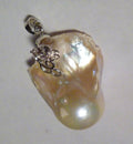 LARGE Metallic White Baroque Cultured Freshwater Pearl Enhancer Sterling Silver