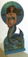 Beautiful Posing Mermaid, wood picture with wood stand