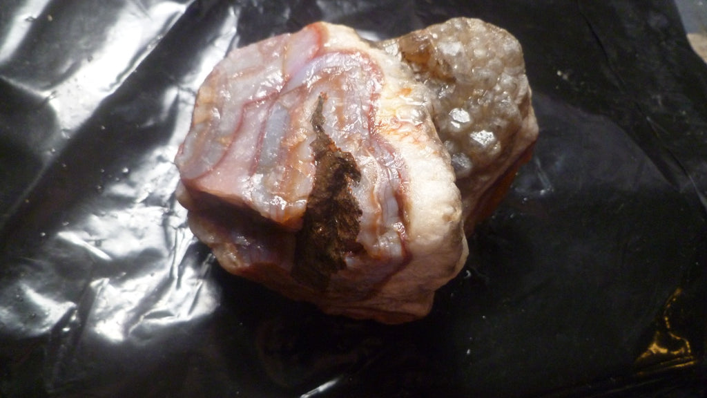 Baker Ranch Thunderegg Banded Agate Crystal Geode 485g Lapidary Rough Uncut