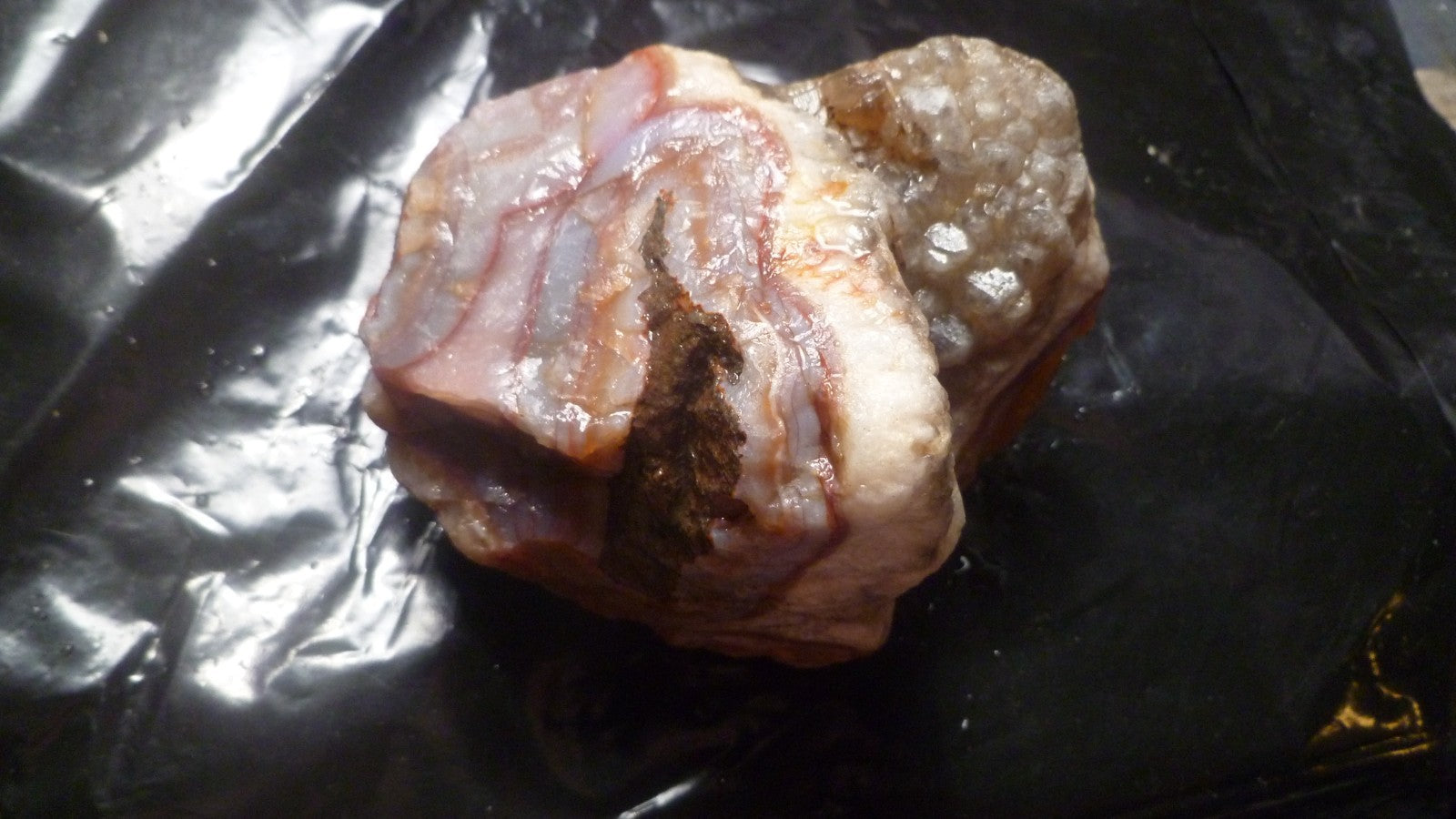 Baker Ranch Thunderegg Banded Agate Crystal Geode 485g Lapidary Rough Uncut