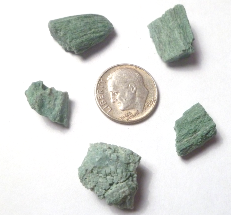 Lot of 5 CHROMIUM! Extremely RARE Mint GREEN Petrified Wood Log ARIZONA 7.4g