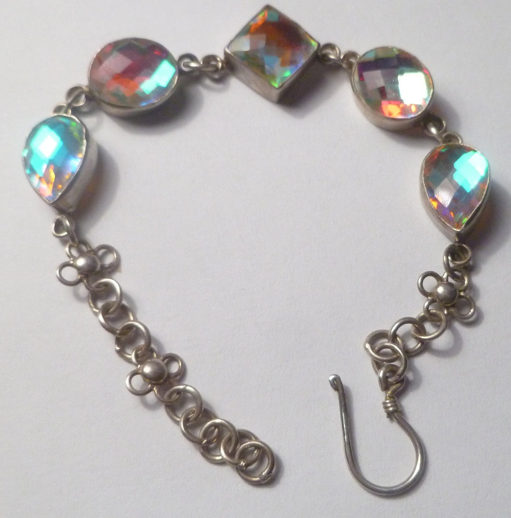 Minimalist BLUE TOPAZ bracelet Sterling Silver 925 7" inside