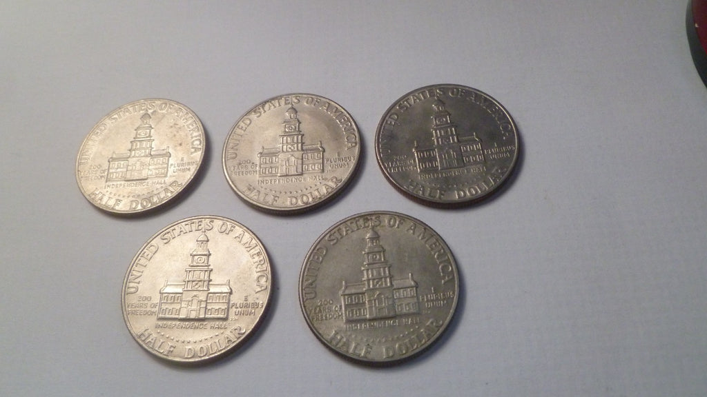 1776 - 1976  Bicentennial  Half  Kennedy  Dollar  (5 - Coin  Lot) historical