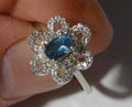 Natural Blue Topaz & CZ  925 SILVER RING SIZE 6