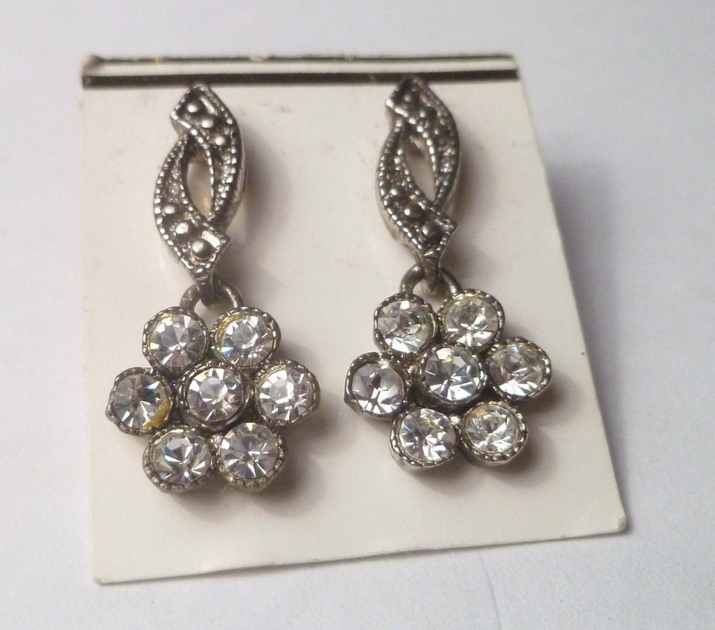 Vintage Crystal Sparkling Earrings Bright Jewelry