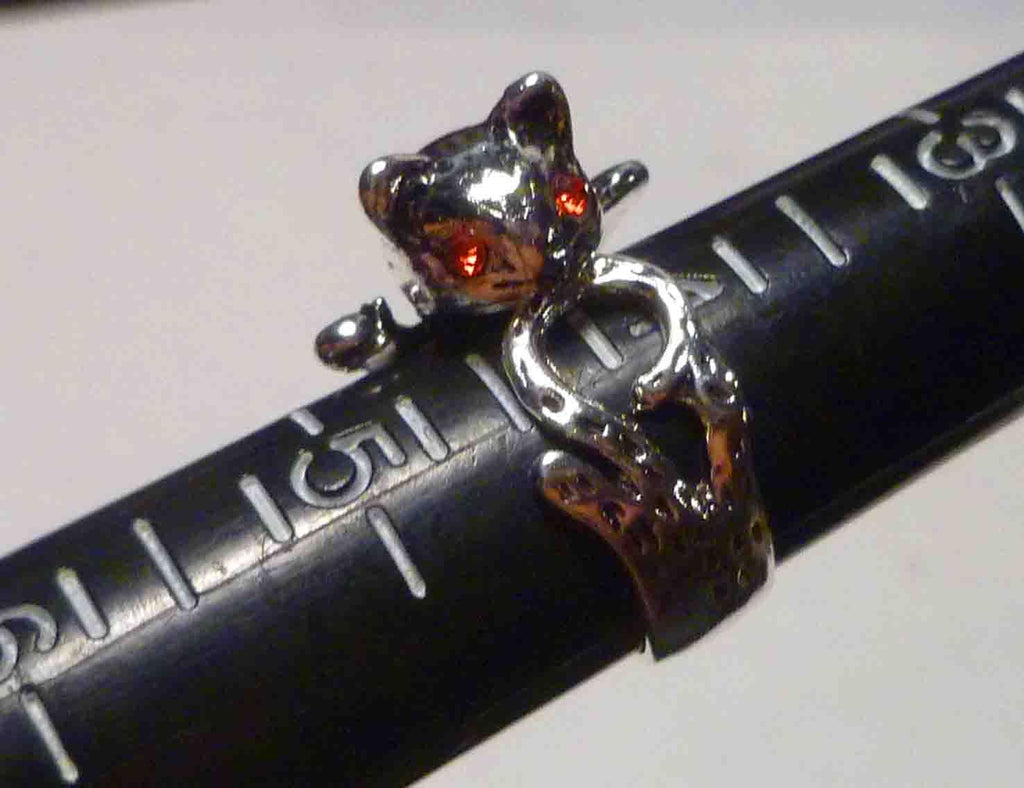 CUTE! Kitty Animal Cat Ring Adjustable Sz 4 to 9 Wrap Around Ring Kitten 
