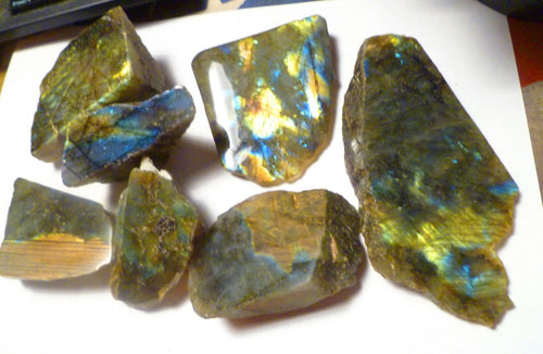 1 lb Wholesale Lot Natural Labradorite Slab / Slice Polished Face 6- 8 Peices
