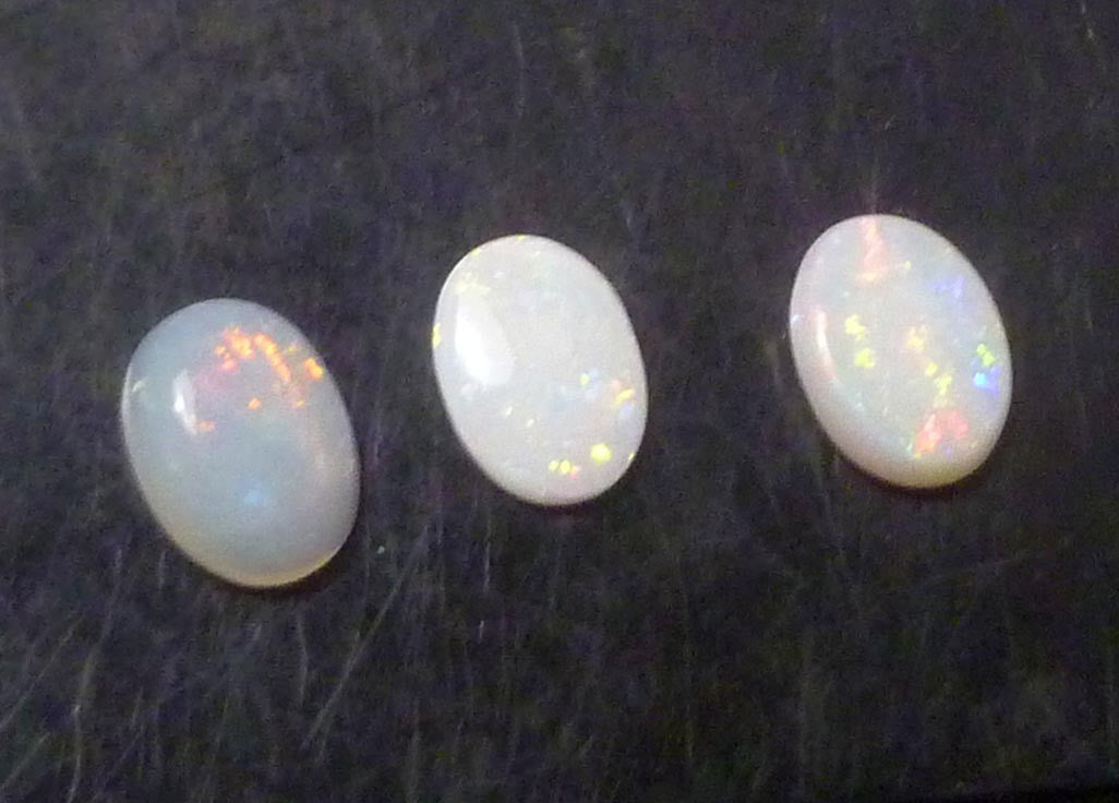 6x8 Lot of 3 Polished Australian White Opal Cabochons