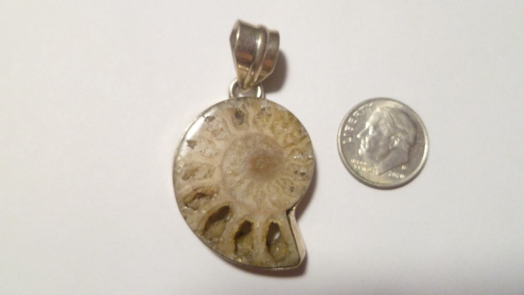 Ammonite Fossil .925 Sterling Silver Quality PENDANT 47mm