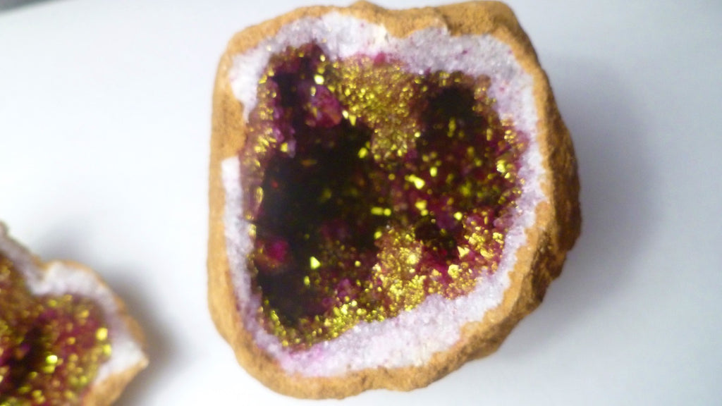 3.5" Purple Gold Geode Sugar Crystal